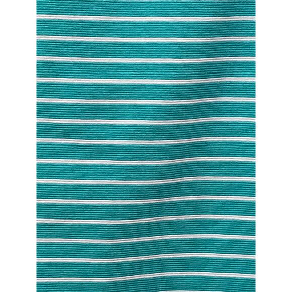 Talbot Ribbed Knit Pencil Mini Skirt Stripe Teal Blue Petite 12 P Nautical Beach - Picture 2 of 8